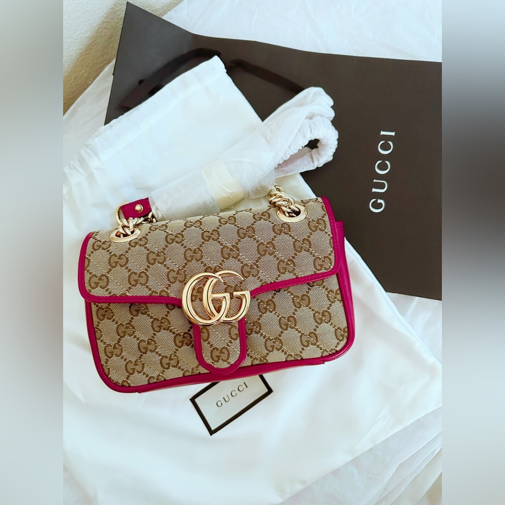 Gucci Marmont Canvas Flap Closure Shoulder Bag